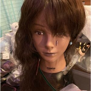 Womens Synthetic Wavy Wig with Bangs Brown 2/33